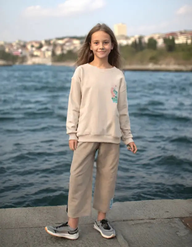 Kız Çocuk Dance Alone Yazılı 2 İplikli Omuz Kısmı Fırfırlı Eşofman Takımı - Kategorisiz