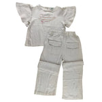 Kız Çocuk Takım Seti | Krem Renk | 8 - 12 Yaş | Keten Takım - Kız Çocuk Giyim/Kız Çocuk Takım