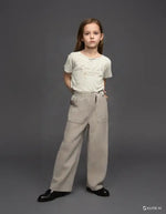 Kız Çocuk Takım Seti | Krem Renk | 8 - 12 Yaş | Keten Takım - Kız Çocuk Giyim/Kız Çocuk Takım