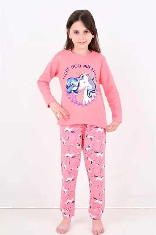 Kız Çocuk Unicorn Desenli Pijama Takımı | 1 Yaş | Pembe Renk - Kız Çocuk Giyim/Kız Çocuk Pijama Takımları