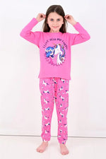 Kız Çocuk Unicornlu Love You My Frıend Yazılı Pamuklu Pembe Renk Pijama Tk. - Kız Çocuk Giyim/Kız Çocuk Pijama Takımları