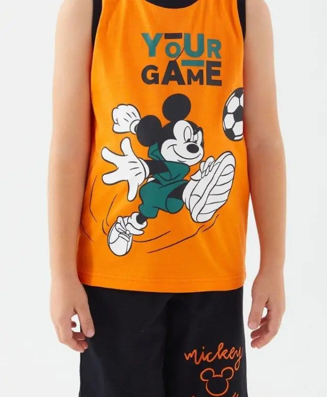 Mickey Mouse Baskılı Erkek Çocuk Takım | Turuncu & Siyah | 5 - 7 Yaş - Erkek Çocuk Giyim/Erkek Çocuk Takım