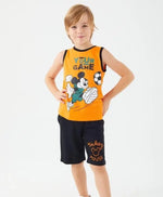 Mickey Mouse Baskılı Erkek Çocuk Takım | Turuncu & Siyah | 5 - 7 Yaş - Erkek Çocuk Giyim/Erkek Çocuk Takım