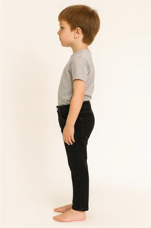 Rkek Çocuk Siyah Slim Fit Jean Pantolon – Likralı 5 Cep Mat Taşlama % 98 Pamuk % 2 Elastan (7-9 Yaş) - Erkek Çocuk