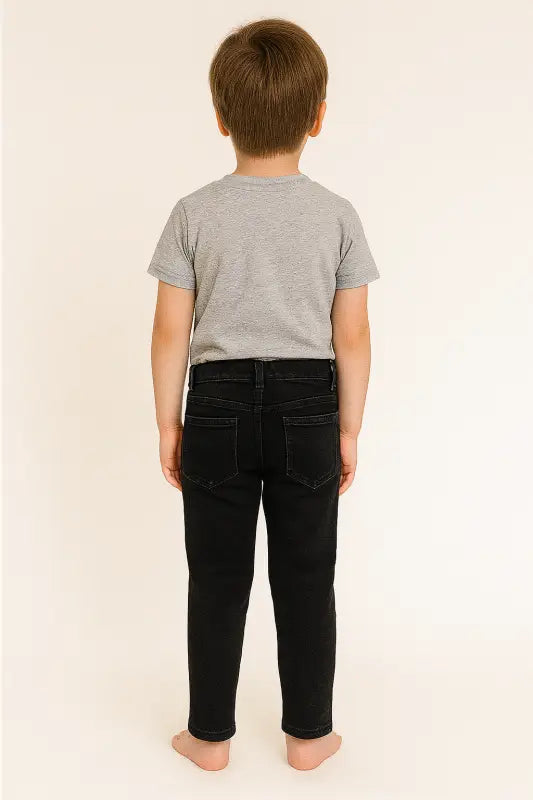 Rkek Çocuk Siyah Slim Fit Jean Pantolon – Likralı 5 Cep Mat Taşlama % 98 Pamuk % 2 Elastan (7-9 Yaş) - Erkek Çocuk