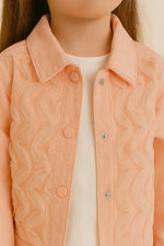 Somon Tül İşlemeli Kız Çocuk Denim Ceket – Çıtçıtlı Pamuklu 7-9 Yaş Pastel Şıklığı” - Kız Çocuk Giyim/Kız Çocuk Takım