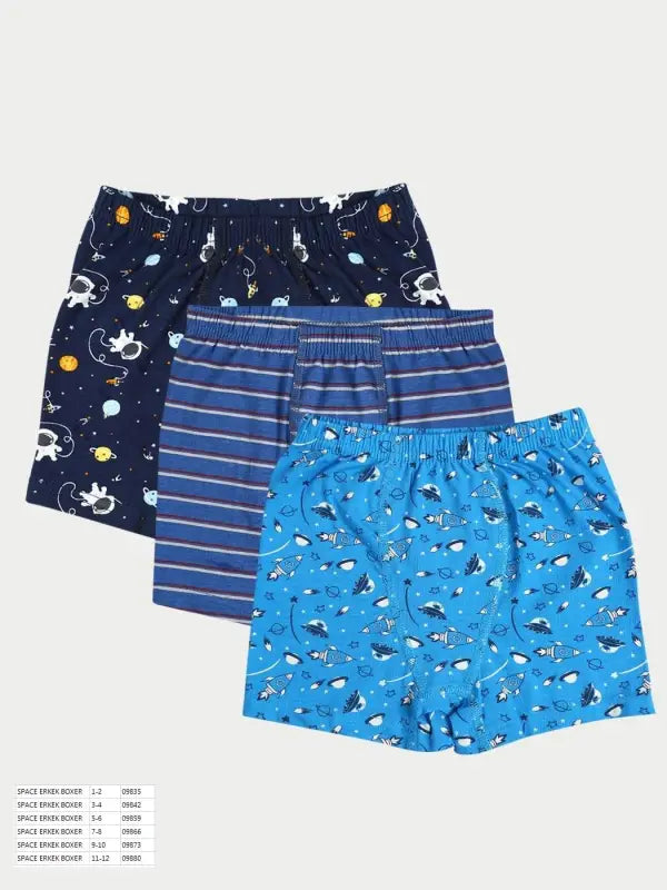 Space Desenli Erkek Çocuk Boxer 3-6 Yaş - Erkek Çocuk Giyim/Erkek Çocuk İç Giyim