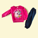 Unicorn Desenli Kız Çocuk 2’Li Takım | Pembe Ve Lacivert Renkli | 3 Yaş - Kız Çocuk Giyim/Kız Çocuk Takım