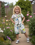 Unisex Düğmeli Köpek Baskılı Kısa Kol Şortlu Pijama Takımı - Kısa Kollu - Düğmeli - Şortlu - Bebek Giyim/Erkek Bebek