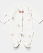 Unisex Mantar Baskılı Boydan Çıtçıtlı Organik Pamuklu Ayaklı Tulum Zıbın Seti Ayaklı Tulum - krem / 0-3 ay - Bebek