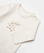 Unisex Mantar Baskılı Boydan Çıtçıtlı Organik Pamuklu Ayaklı Tulum Zıbın Seti Ayaklı Tulum - krem / 0-3 ay - Bebek