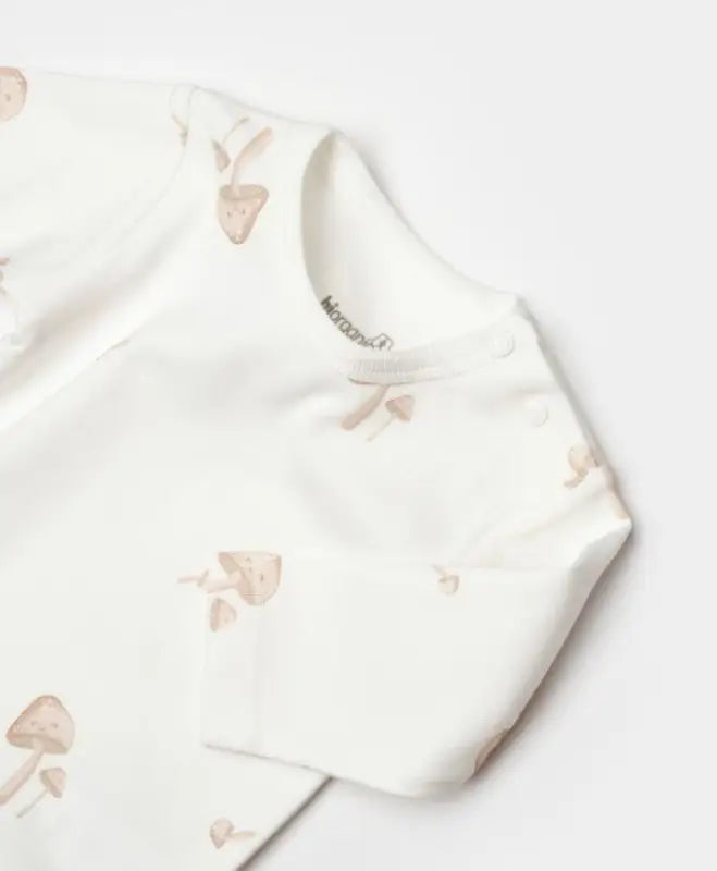 Unisex Mantar Baskılı Uzun Kollu Alttan Ve Omuzdan Çıtçıtlı Organik Pamuklu Zıbın - Bebek Giyim/Kız Bebek Giyim/Kız