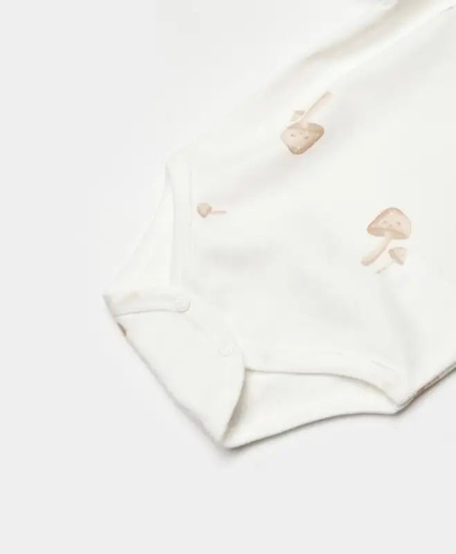 Unisex Mantar Baskılı Uzun Kollu Alttan Ve Omuzdan Çıtçıtlı Organik Pamuklu Zıbın - Bebek Giyim/Kız Bebek Giyim/Kız