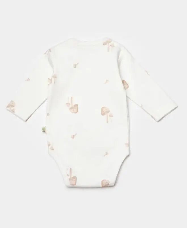 Unisex Mantar Baskılı Uzun Kollu Alttan Ve Omuzdan Çıtçıtlı Organik Pamuklu Zıbın - Bebek Giyim/Kız Bebek Giyim/Kız