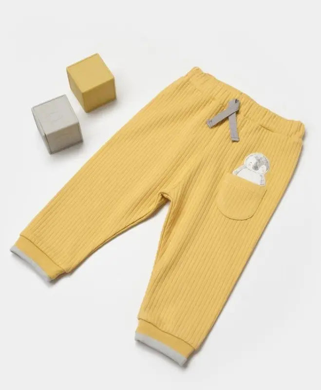 Unisex Penguen Baskılı Cep Detaylı Beli Lastikli Fitilli Tek Alt Pantolon - Bebek Giyim/Erkek Bebek Giyim/Erkek Bebek