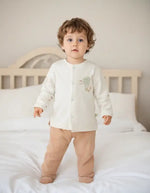 Unisex Uçan Balon Baskılı Önden Çıtçıtlı Üst Waffle Kumaşlı Ayaklı Alt Pantolonlu Battaniyeli Zıbın Seti - mint