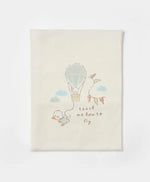 Unisex Uçan Balon Baskılı Önden Çıtçıtlı Üst Waffle Kumaşlı Ayaklı Alt Pantolonlu Battaniyeli Zıbın Seti - mint