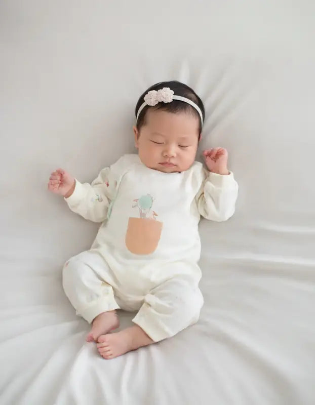 Unisex Yandan Çıtçıtlı Cep Detaylı Uzun Kollu Organik Pamuklu Ayaklı Tulum - Bebek Giyim/Erkek Bebek Giyim/Erkek Bebek