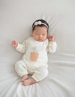 Unisex Yandan Çıtçıtlı Cep Detaylı Uzun Kollu Organik Pamuklu Ayaklı Tulum - Bebek Giyim/Erkek Bebek Giyim/Erkek Bebek