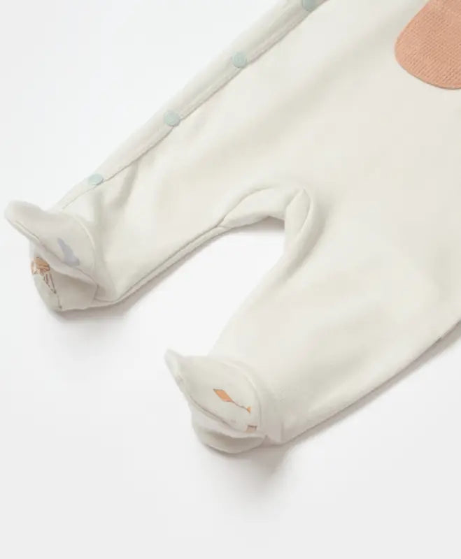 Unisex Yandan Çıtçıtlı Cep Detaylı Uzun Kollu Organik Pamuklu Ayaklı Tulum - Bebek Giyim/Erkek Bebek Giyim/Erkek Bebek