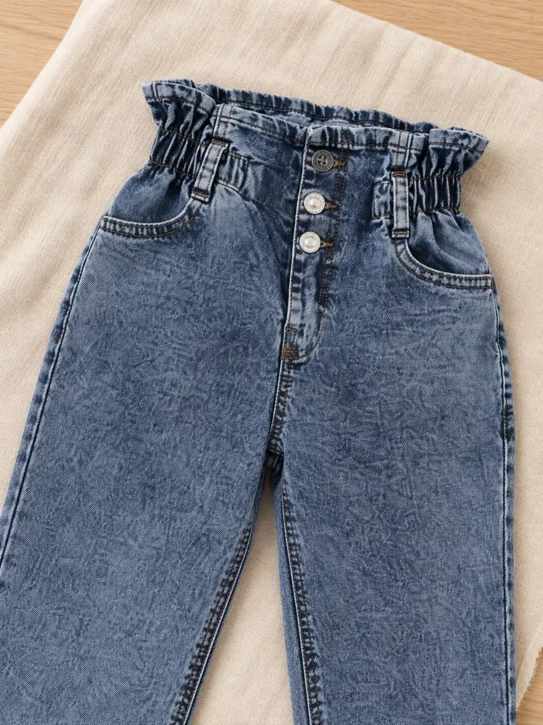 Kız Çocuk Kot Pantolon | Beli Lastikli - Alternatif ürün görünümü - Almira Bebek