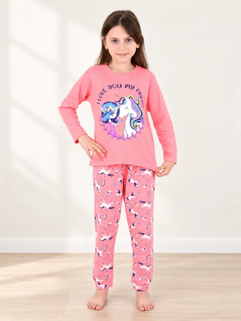 Kız Çocuk Unicorn Desenli Pijama Takımı | 1 Yaş | Pembe Renk