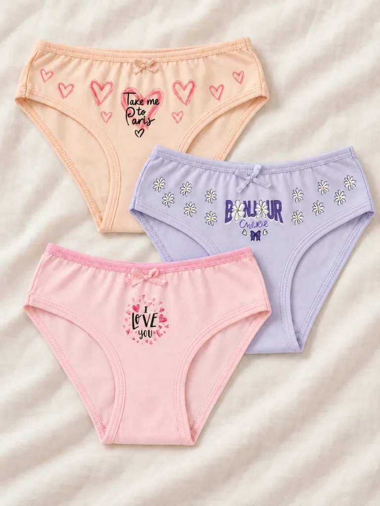 Kız Çocuk Slip Seti - 3'lü Paket - Baskılı 1 - 6 Yaş Slip