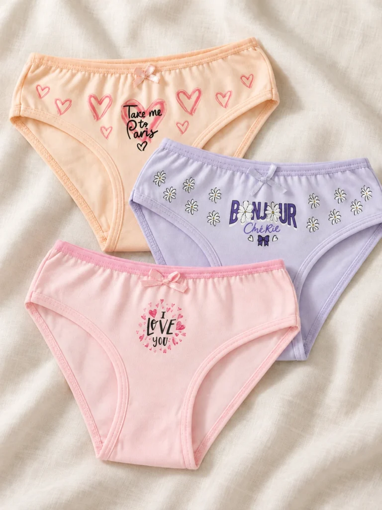 Kız Çocuk Slip Seti - 3'lü Paket - Baskılı 1 - 6 Yaş Slip - Alternatif ürün görünümü - Almira Bebek