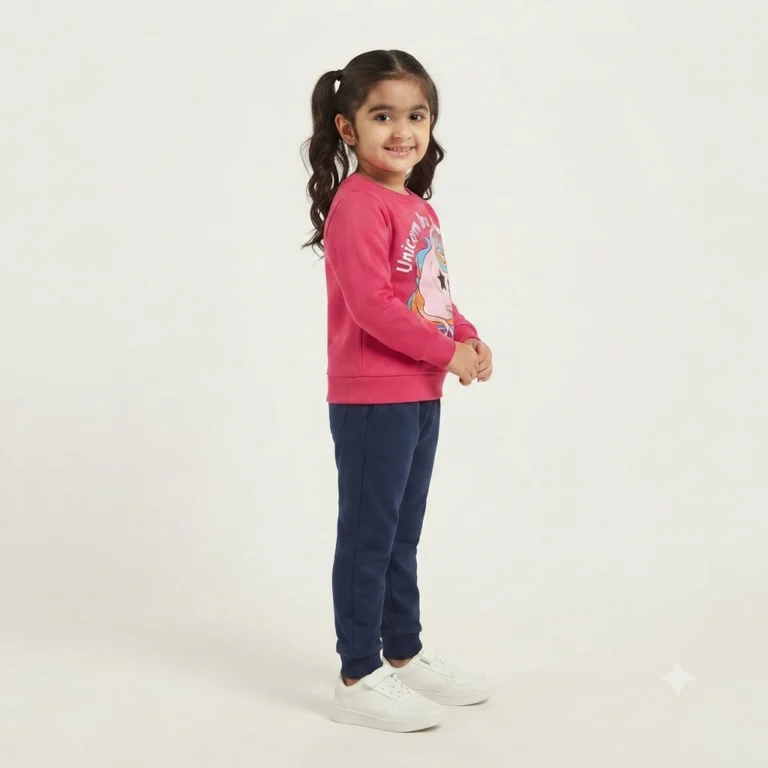 Unicorn Desenli Kız Çocuk 2'li Takım | Pembe Ve Lacivert Renkli | 3 Yaş - 3. görsel