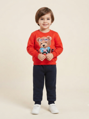Kız Bebek Takım | Sweatshirt Ve Eşofman Altı | Kırmızı Lacivert - Almira Bebek