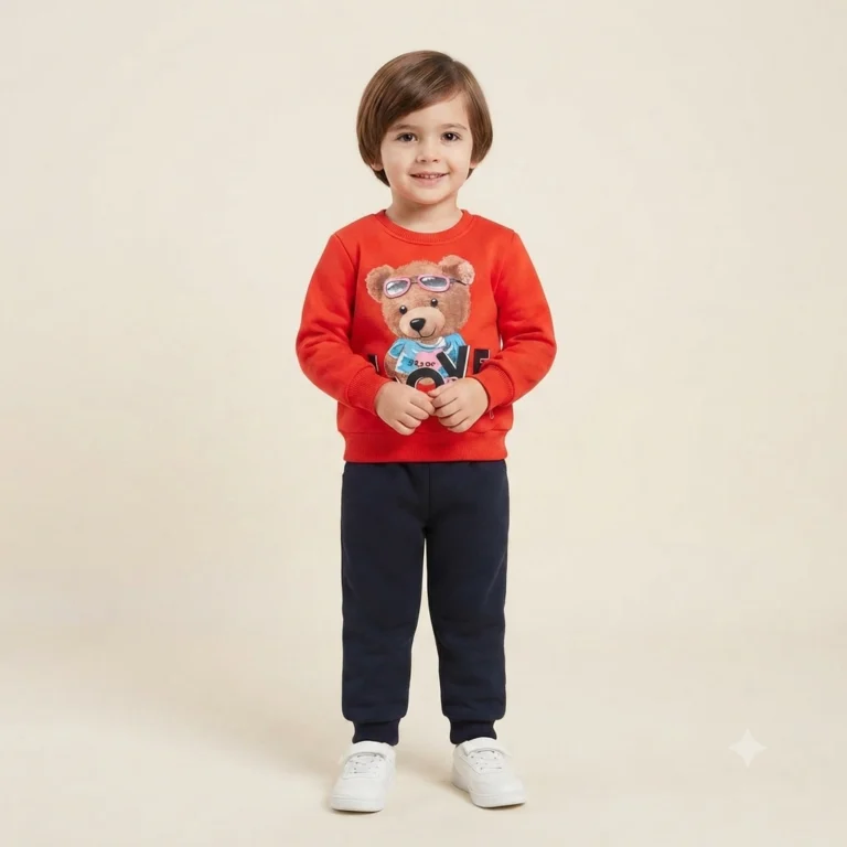 Kız Bebek Takım | Sweatshirt Ve Eşofman Altı | Kırmızı Lacivert