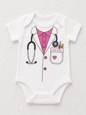 Erkek Bebek Doktor Desenli Çıtçıtlı Zıbın önden mankensiz ürün görünümü