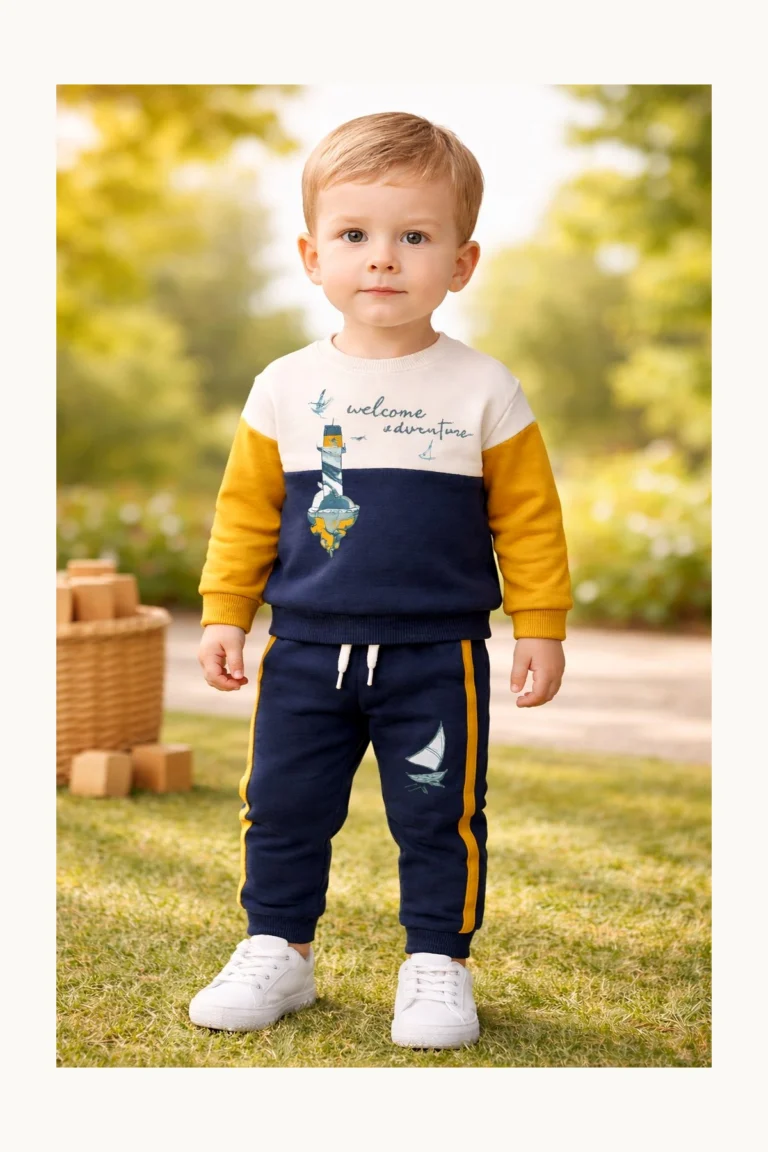 Erkek Bebek Lacivert Welcome Adventure Baskılı 2li Takım 6-24 Ay