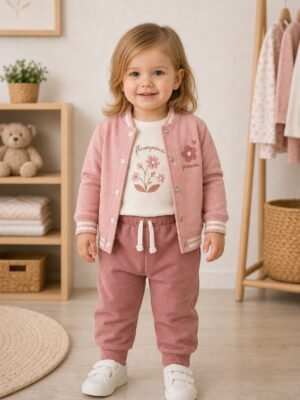 Kız Bebek Flower Princess Kolej Ceketli 3lü Takım 9-24 Ay