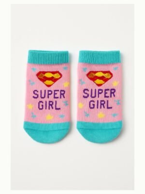 Kız Bebek Super Girl Baskılı Patik Çorap önden mankensiz ürün görünümü
