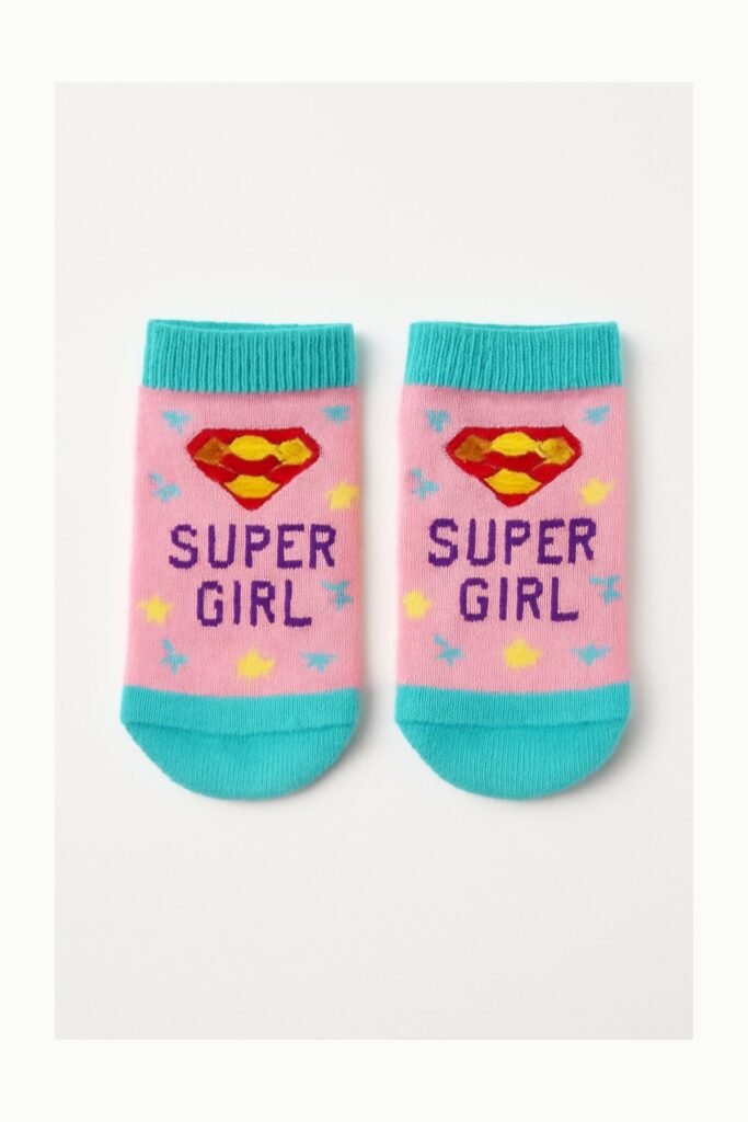 Kız Bebek Super Girl Baskılı Patik Çorap 6-24 Ay