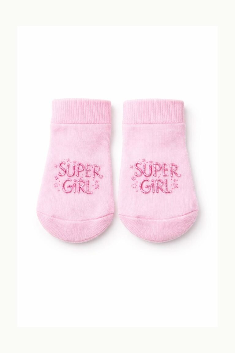 Kız Bebek Super Girl Baskılı Patik Çorap açılı mankensiz ürün görünümü