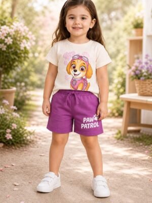 Kız Çocuk Paw Patrol Baskılı Kısa Kollu Şortlu Takım 1-4 Yaş