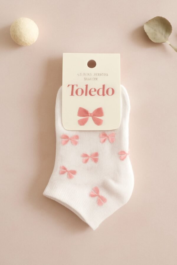 Kız Çocuk Fiyonk Baskılı Silikon Destekli Toledo Bab Çorap, kız çocuk giyim, rahat ve şık - Gorsel 3