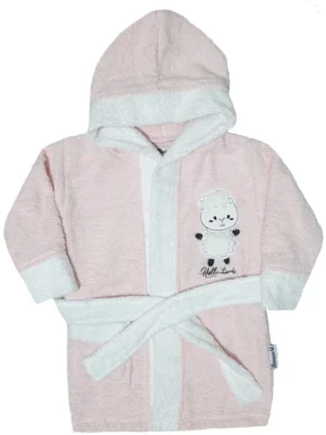 Kuzu Desenli Pamuklu Bebek Bornoz Takımı, Unisex, Yumuşak ve Renkli Tasarım