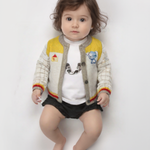 Erkek Çocuk Triko Hırka | Kalın Dokulu | Krem & Sarı - Almira Bebek