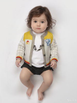 Erkek Çocuk Triko Hırka | Kalın Dokulu | Krem & Sarı - Almira Bebek