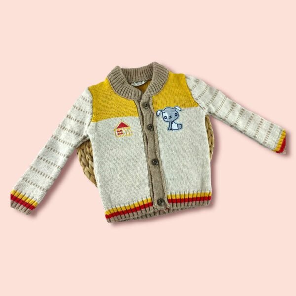 Erkek Çocuk Triko Hırka | Kalın Dokulu | Krem & Sarı - 2. görsel