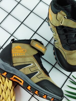 Erkek Çocuk Bot Taba Renk Su Geçirmez Yün İçli Kaymaz Taban