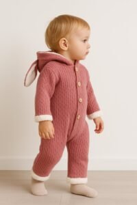 Önde Düğmeli Bebek Polar Tulum | Pembe | 9 - 12 - 18 - 24 Ay