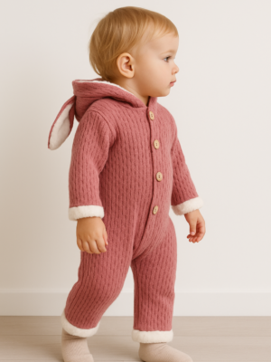 Önde Düğmeli Bebek Polar Tulum | Pembe | 9 - 12 - 18 - 24 Ay - Almira Bebek