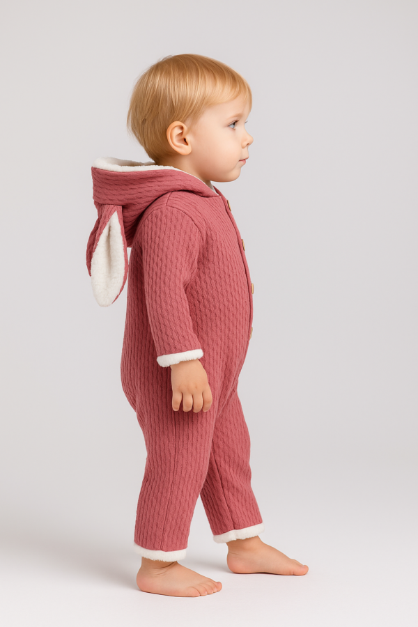 Önde Düğmeli Bebek Polar Tulum | Pembe | 9 - 12 - 18 - 24 Ay - 2. görsel