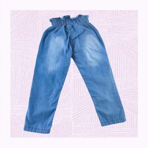 Kız Çocuk Kot Pantolon Beli Lastikli Renkli ve Rahat Çocuk Giyim - Gorsel 3