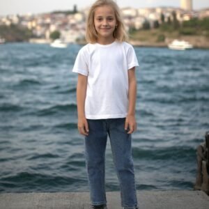 Kız Çocuk Kot Pantolon Beli Lastikli dayanıklı ve rahat kot pantolon