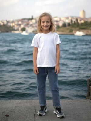 Kız Çocuk Kot Pantolon Beli Lastikli dayanıklı ve rahat kot pantolon